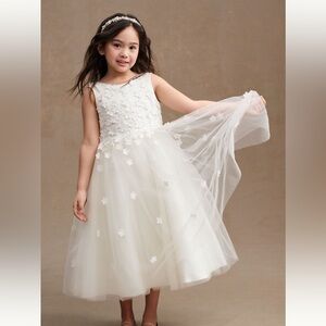 Anthro BHLDN Princess Daliana Carrie Flower Appliqué Tulle Flower Girl Dress